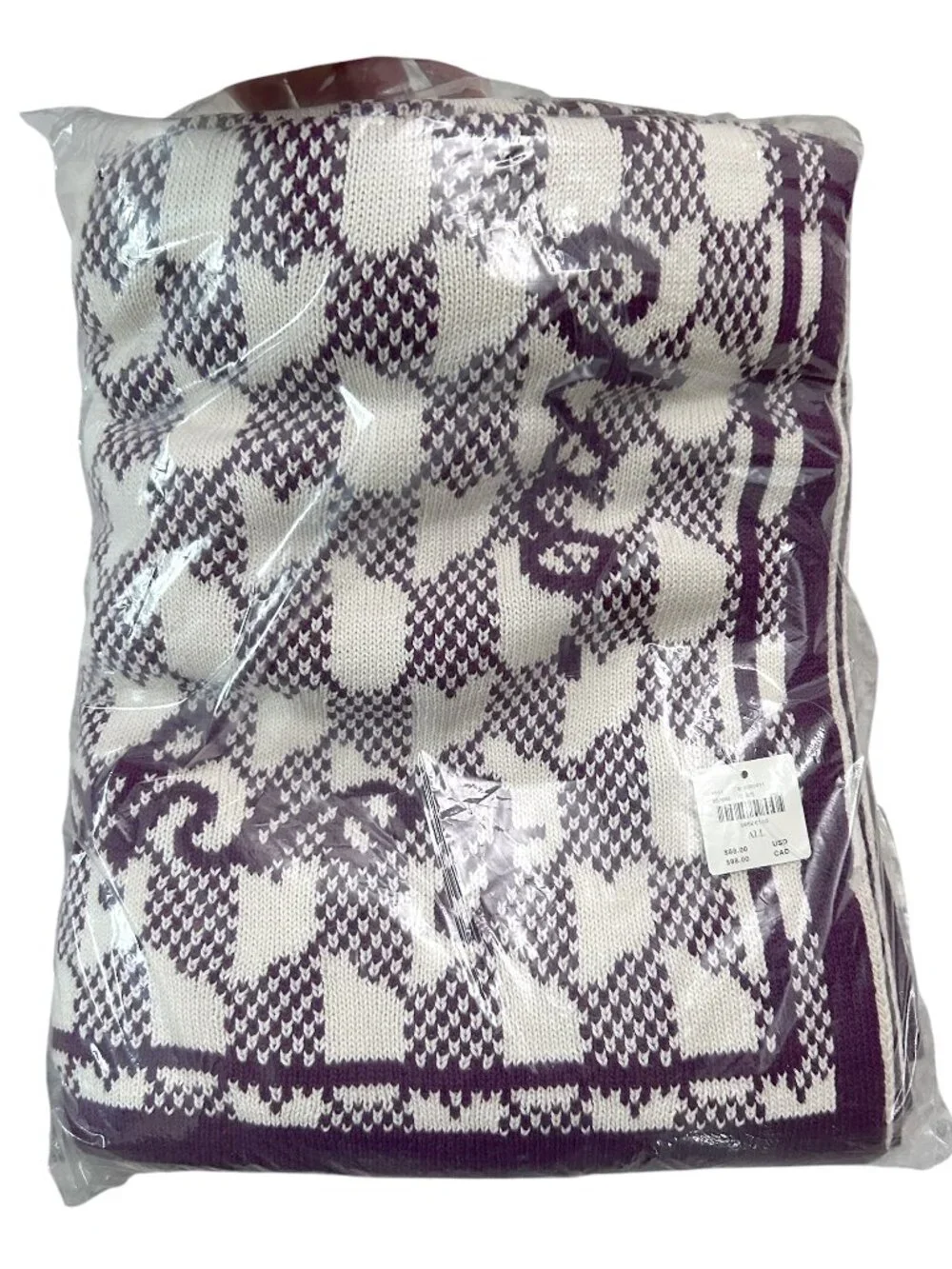 Anthropoligie Violette Cotton Knit Throw Blanket w/Text Along Border 5